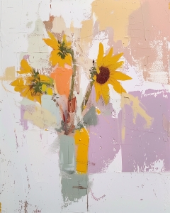 Sunflowers in a Green Vase