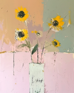 Tournesols dans un Vase Clair