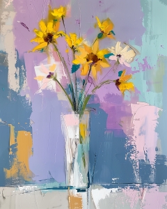 Fiori gialli in un vaso di vetro