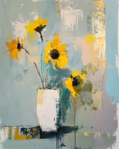 Sunflowers in a White Vase