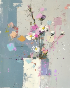 Fleurs Sauvages dans un Vase Blanc