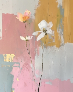 Deux Fleurs sur Fond Abstrait Doux