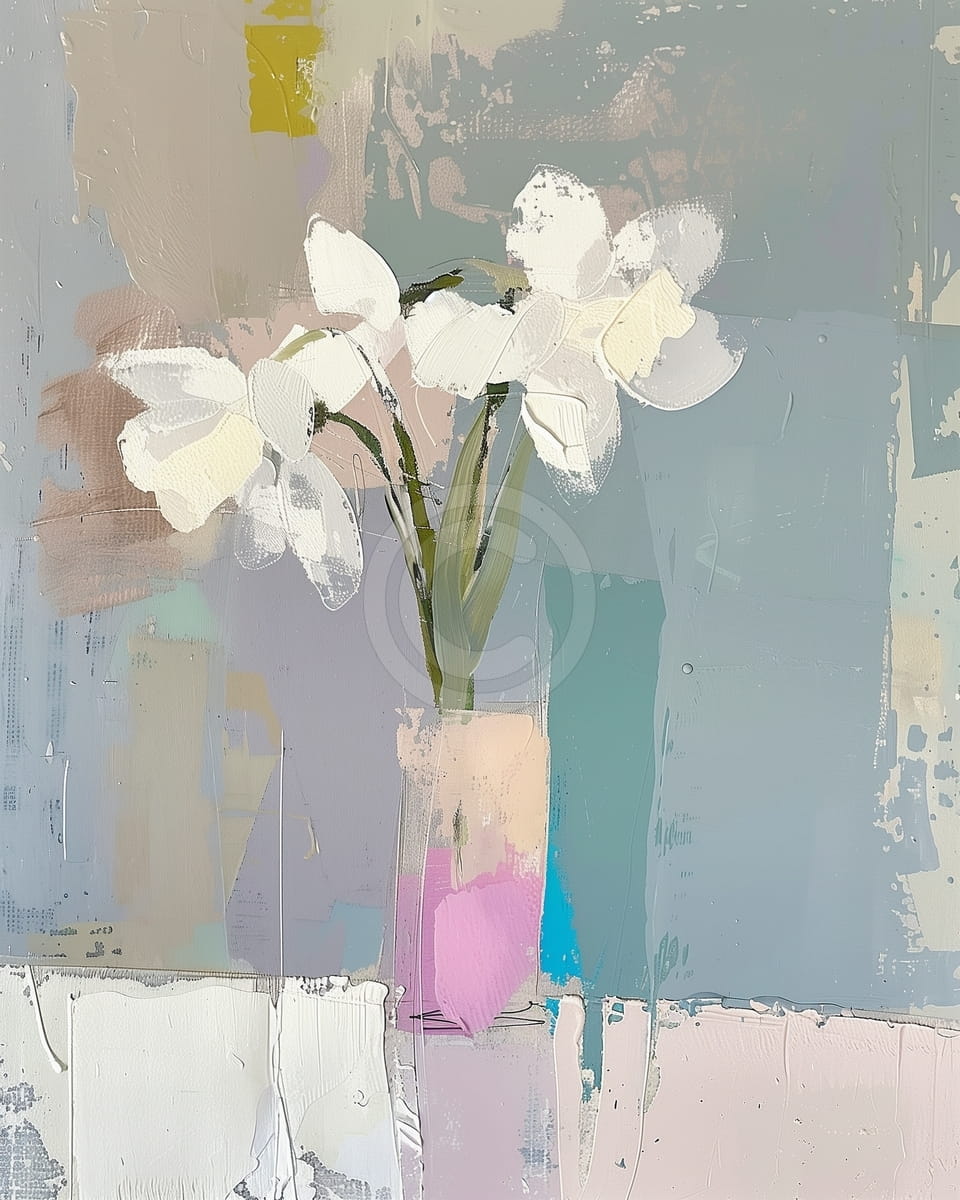 Weiße Blumen in Hoher Vase