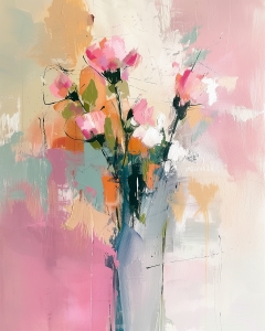 Rosa Blumen in Hoher Vase