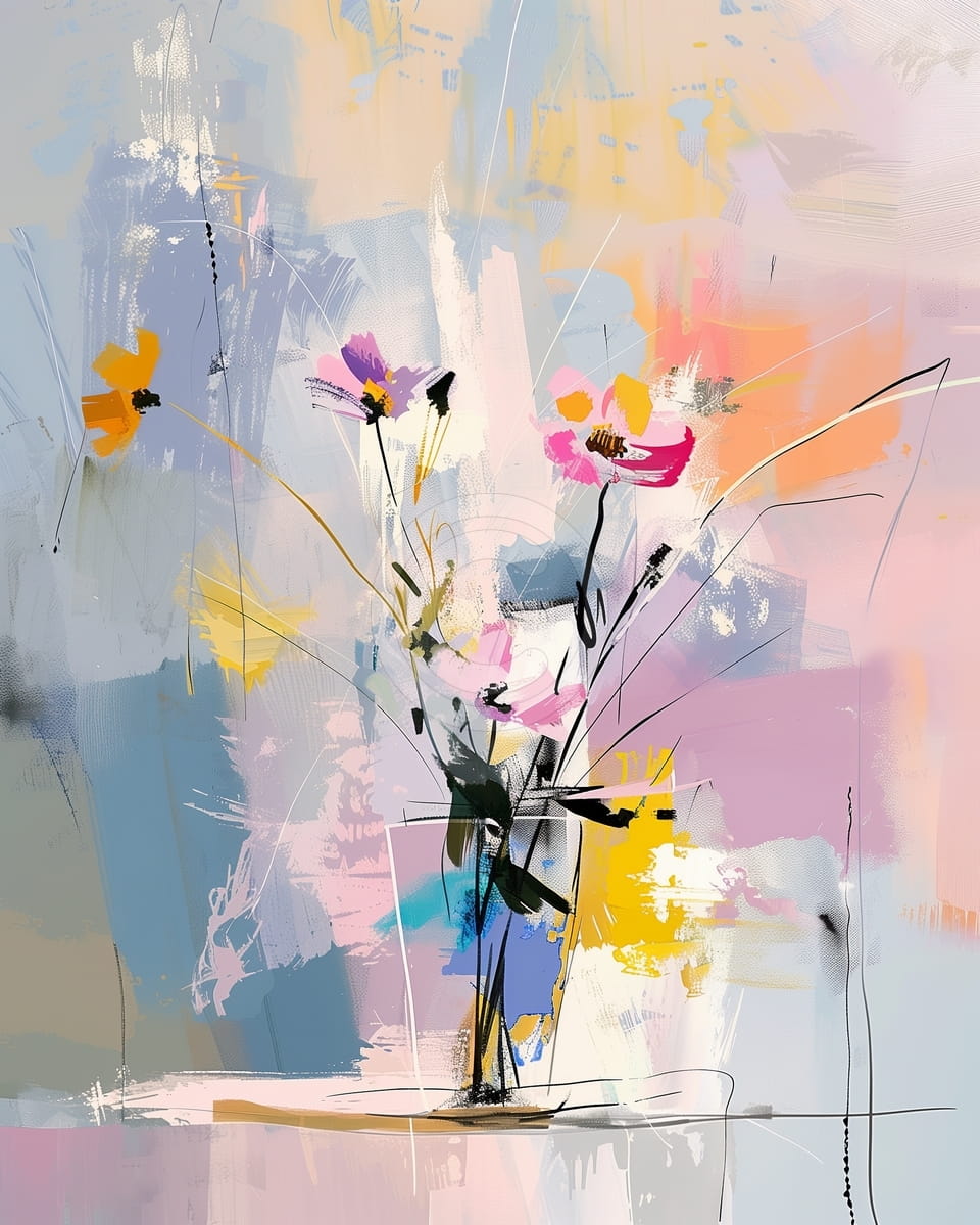 Flores en un Florero de Vidrio