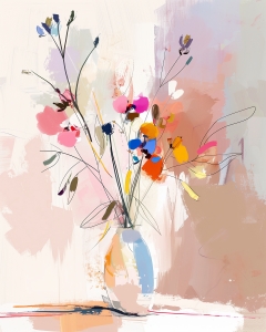 Fiori di campo colorati in vaso rotondo