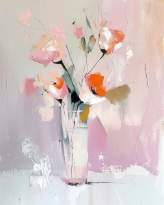 Fleurs D&eacute;licates dans un Vase en Verre