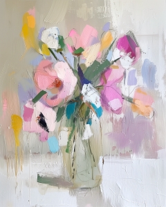 Bouquet Delicato in un Vaso Trasparente