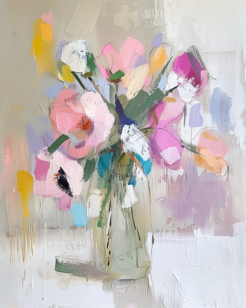 Bouquet Doux dans un Vase Transparent