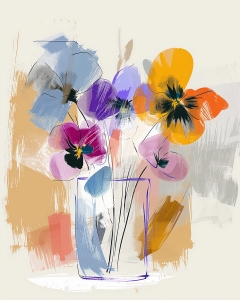 Pensamientos de Colores en un Florero Cuadrado