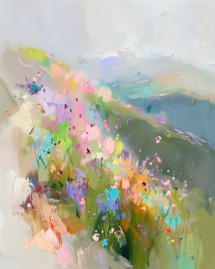 Colline avec fleurs color&eacute;es