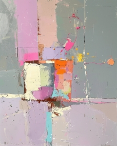 Composizione Astratta con Rosa e Grigio