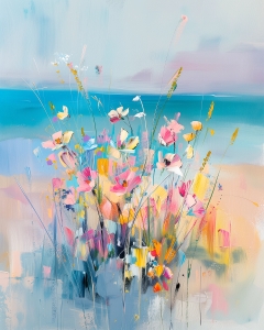Fleurs sauvages au bord de la mer