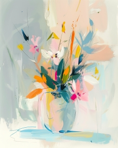 Fiori vivaci in un vaso trasparente