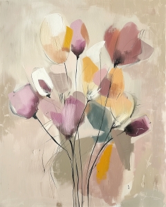 Minimalistische Blumen auf beigem Hintergrund