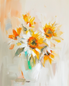 Sunflowers in a White Vase