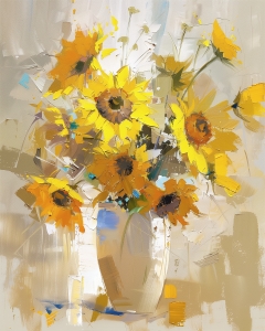 Girasoli in un vaso beige