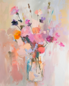 Fleurs des champs douces dans un vase carr&eacute;