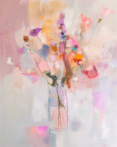 Zarte Blumen in einer Glasvase