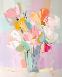 Tulipani Colorati in un Vaso Alto