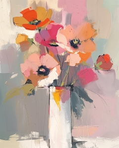 Amapolas en un Florero Blanco