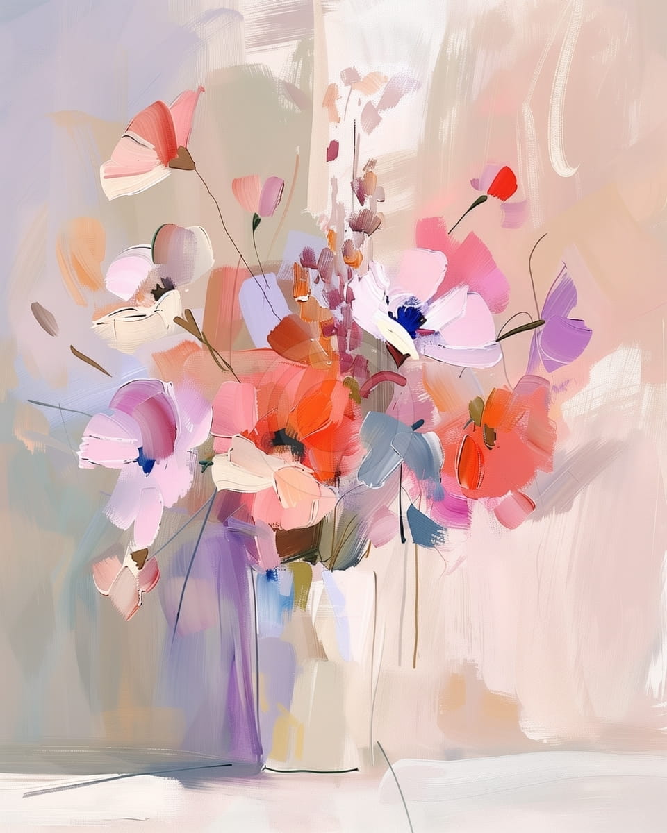 Vase avec fleurs colorées