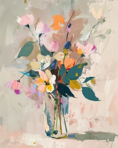 Fleurs de Jardin Sauvage dans un Vase en Verre