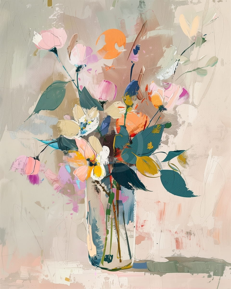 Fleurs de Jardin Sauvage dans un Vase en Verre