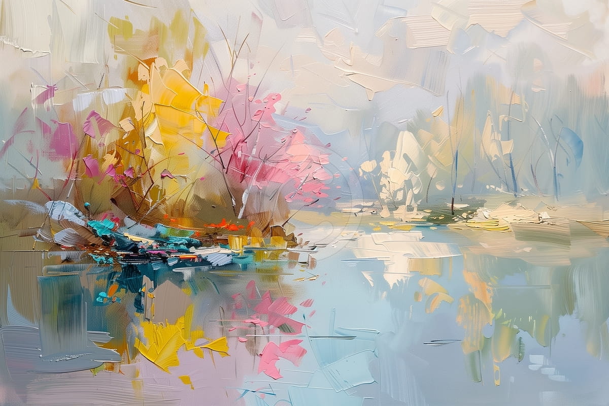 Arbres Colorés Réfléchis dans un Lac Calme