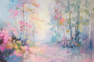 Chemin Forestier aux Feuillages Color&eacute;s