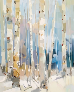 Birch Tree Trunks in Winter Light