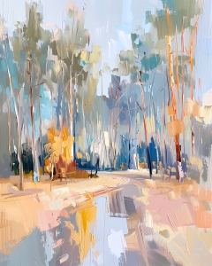 Chemin forestier avec arbres &eacute;lanc&eacute;s