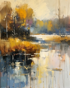 Autumn Trees by the Lake