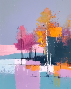 Arbres color&eacute;s au-dessus d&rsquo;une eau calme
