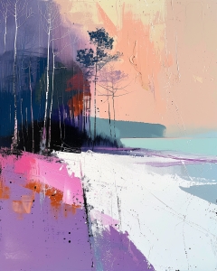 Lisi&egrave;re de for&ecirc;t pr&egrave;s de la rive gel&eacute;e