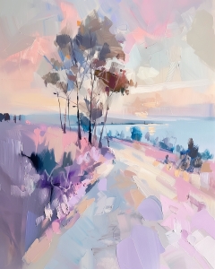 Camino pastel junto a los &aacute;rboles