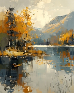 Arbres d&rsquo;automne au bord du lac