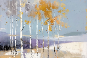 Bosco di Betulle con Foglie Gialle d&rsquo;Autunno