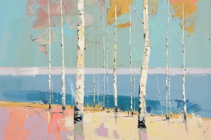 Birch Trees by the Sea