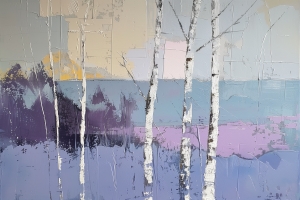 Abedules en un Paisaje Invernal Violeta