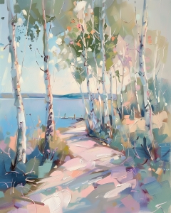 Path Through Birch Trees Toward the Lake
