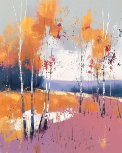 Alberi d&rsquo;Autunno in un Campo Colorato