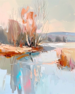 Bare Trees by the Riverbank