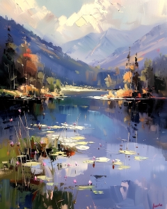 N&eacute;nuphars sur un Lac de Montagne