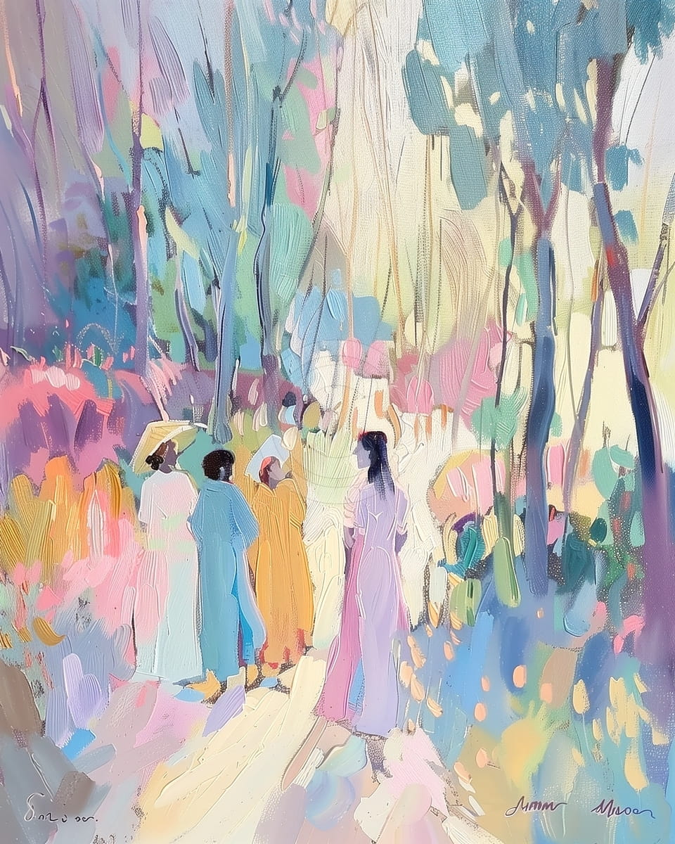Femmes marchant dans une forêt ensoleillée