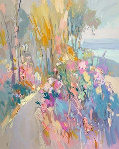 Chemin de jardin au bord de la mer