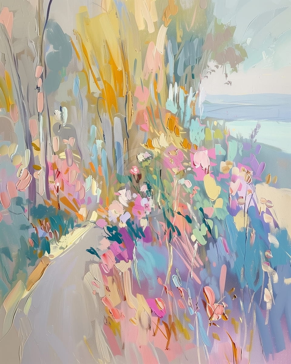 Chemin de jardin au bord de la mer
