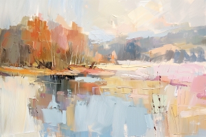 Autumn Trees by the Lake