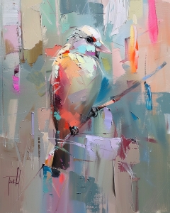 P&aacute;jaro Colorido sobre Rama Abstracta