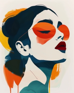 Frau mit Roter Sonnenbrille und Roten Lippen